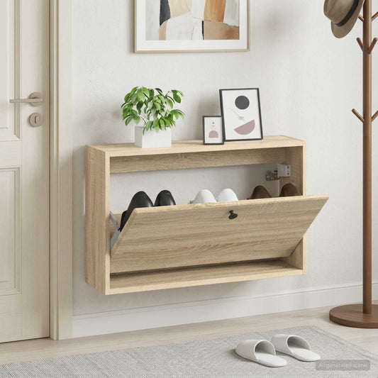 vidaXL Wall-Mounted Shoe Cabinet BREDA 71 x 17 x 43 cm Engineered Wood