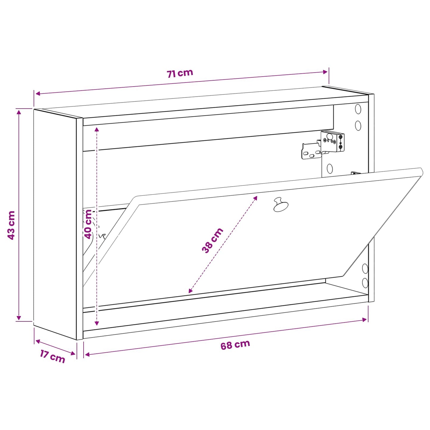 vidaXL Wall-Mounted Shoe Cabinet BREDA 71 x 17 x 43 cm Engineered Wood