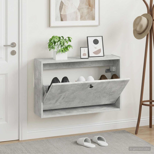 vidaXL Wall-Mounted Shoe Cabinet BREDA 71 x 17 x 43 cm Engineered Wood