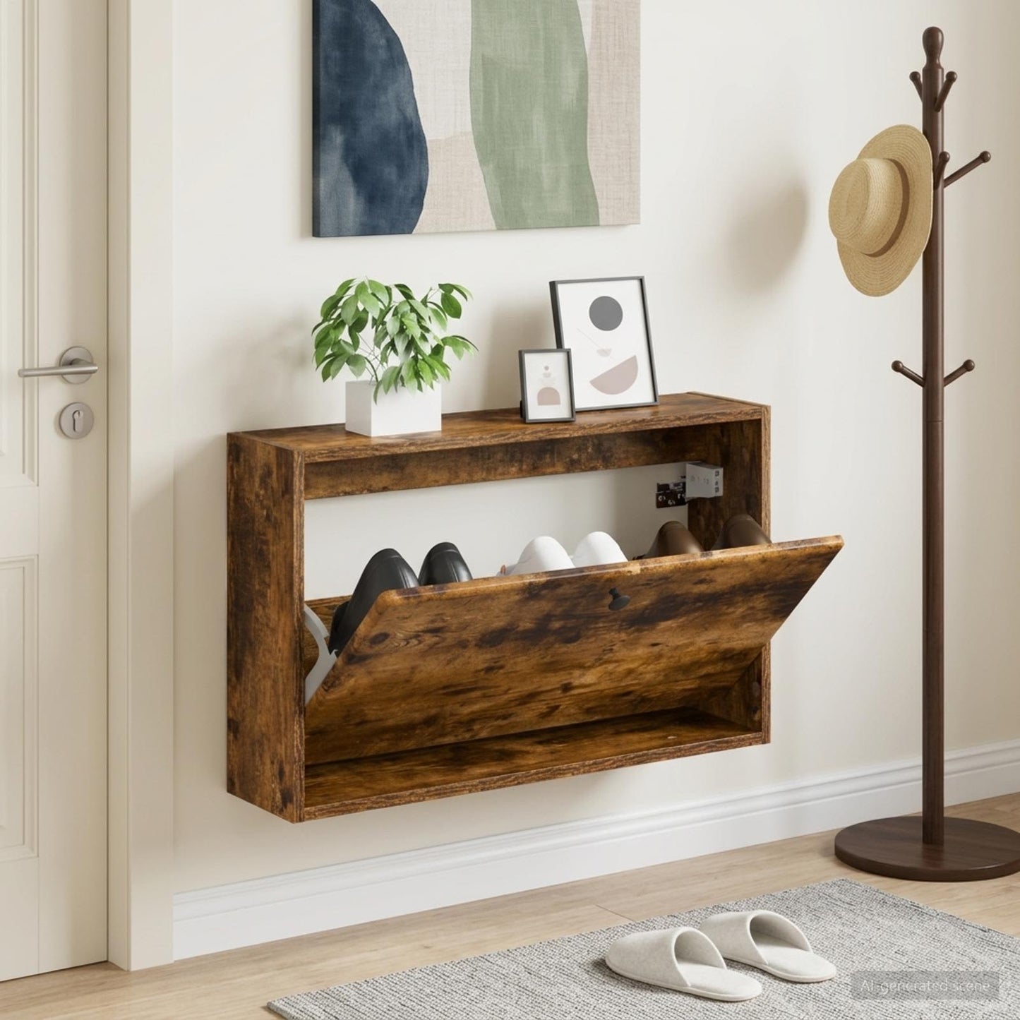 vidaXL Wall-Mounted Shoe Cabinet BREDA 71 x 17 x 43 cm Engineered Wood