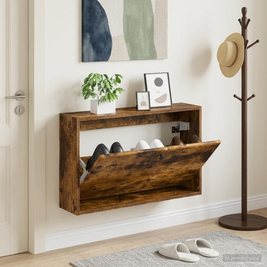 vidaXL Wall-Mounted Shoe Cabinet BREDA 71 x 17 x 43 cm Engineered Wood