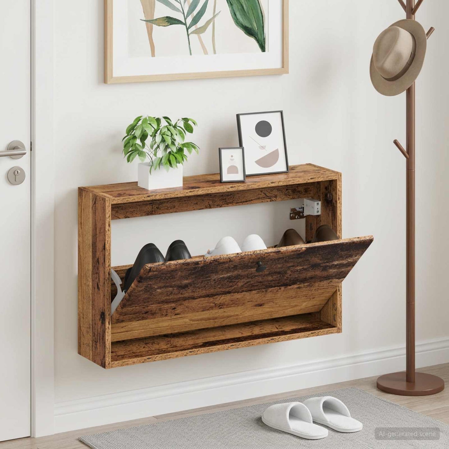 vidaXL Wall-Mounted Shoe Cabinet BREDA 71 x 17 x 43 cm Engineered Wood