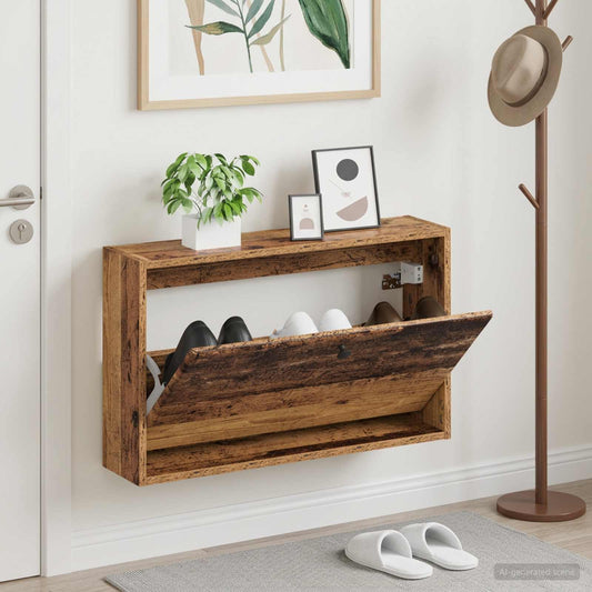 vidaXL Wall-Mounted Shoe Cabinet BREDA 71 x 17 x 43 cm Engineered Wood
