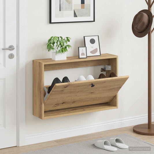 vidaXL Wall-Mounted Shoe Cabinet BREDA 71 x 17 x 43 cm Engineered Wood