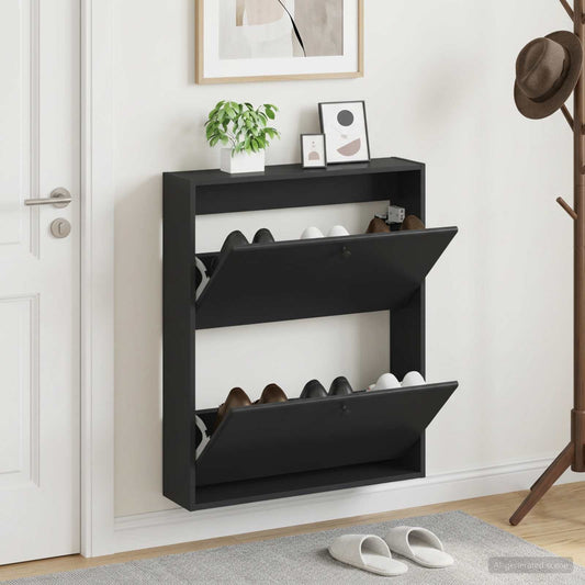 vidaXL Wall-Mounted Shoe Cabinet BREDA 71 x 17 x 86 cm Engineered Wood