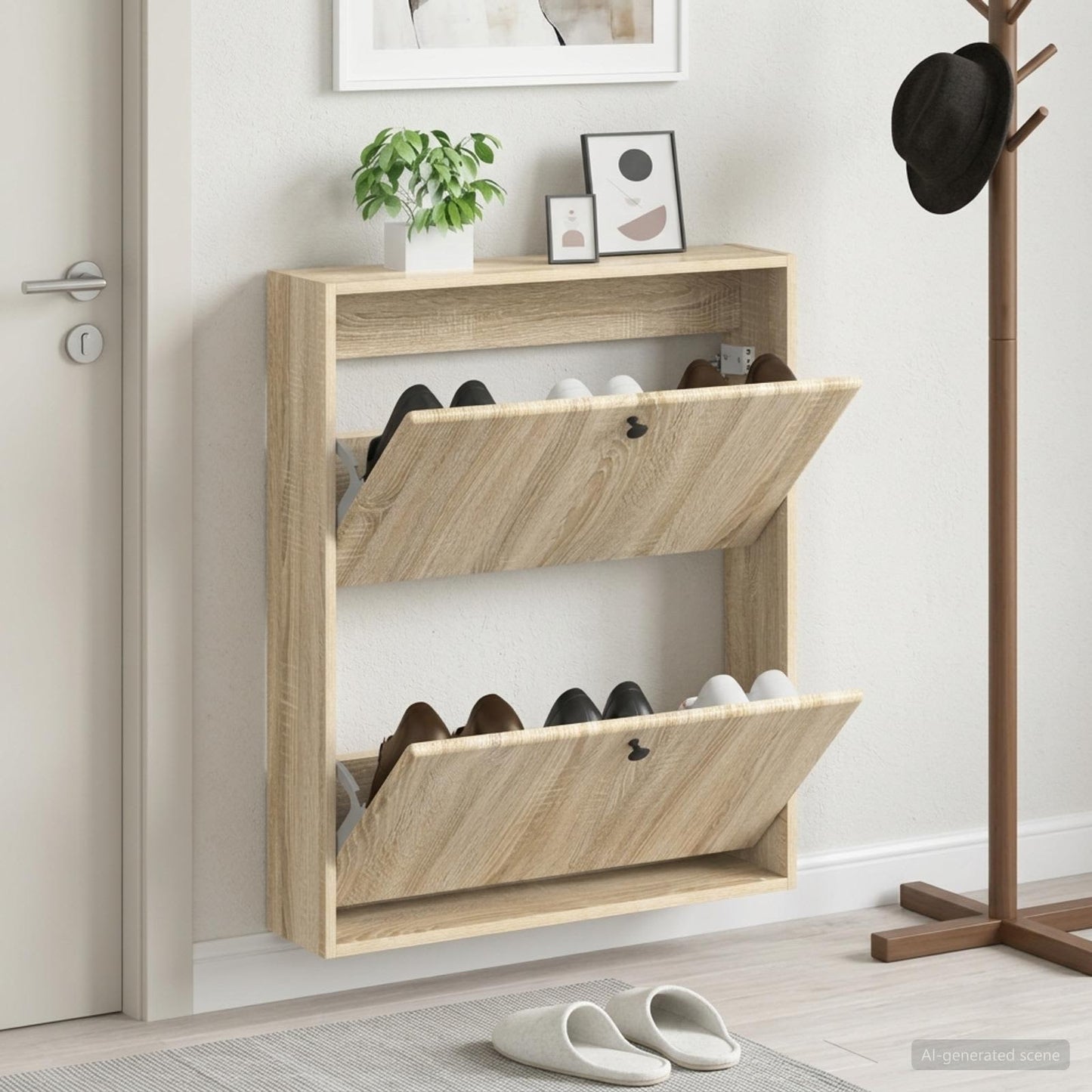 vidaXL Wall-Mounted Shoe Cabinet BREDA 71 x 17 x 86 cm Engineered Wood
