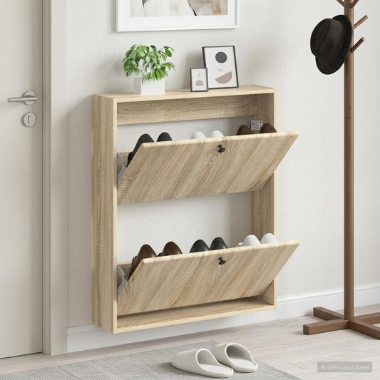 vidaXL Wall-Mounted Shoe Cabinet BREDA 71 x 17 x 86 cm Engineered Wood