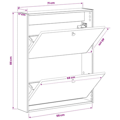 vidaXL Wall-Mounted Shoe Cabinet BREDA 71 x 17 x 86 cm Engineered Wood