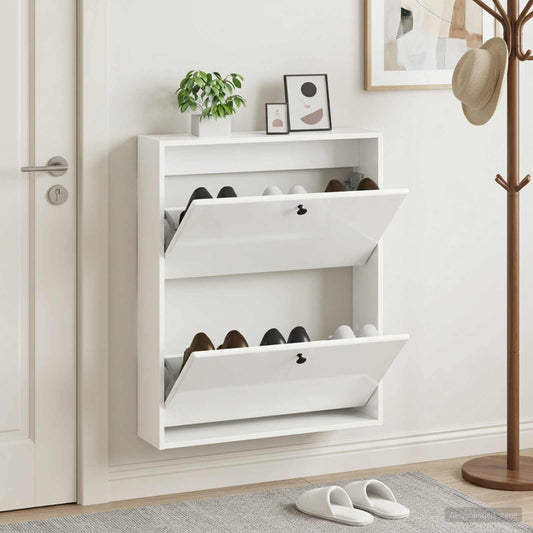 vidaXL Wall-Mounted Shoe Cabinet BREDA 71 x 17 x 86 cm Engineered Wood