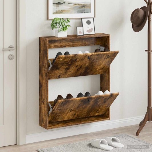 vidaXL Wall-Mounted Shoe Cabinet BREDA 71 x 17 x 86 cm Engineered Wood