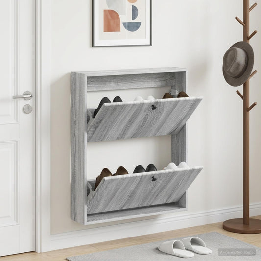 vidaXL Wall-Mounted Shoe Cabinet BREDA 71 x 17 x 86 cm Engineered Wood