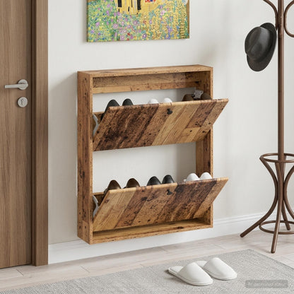 vidaXL Wall-Mounted Shoe Cabinet BREDA 71 x 17 x 86 cm Engineered Wood
