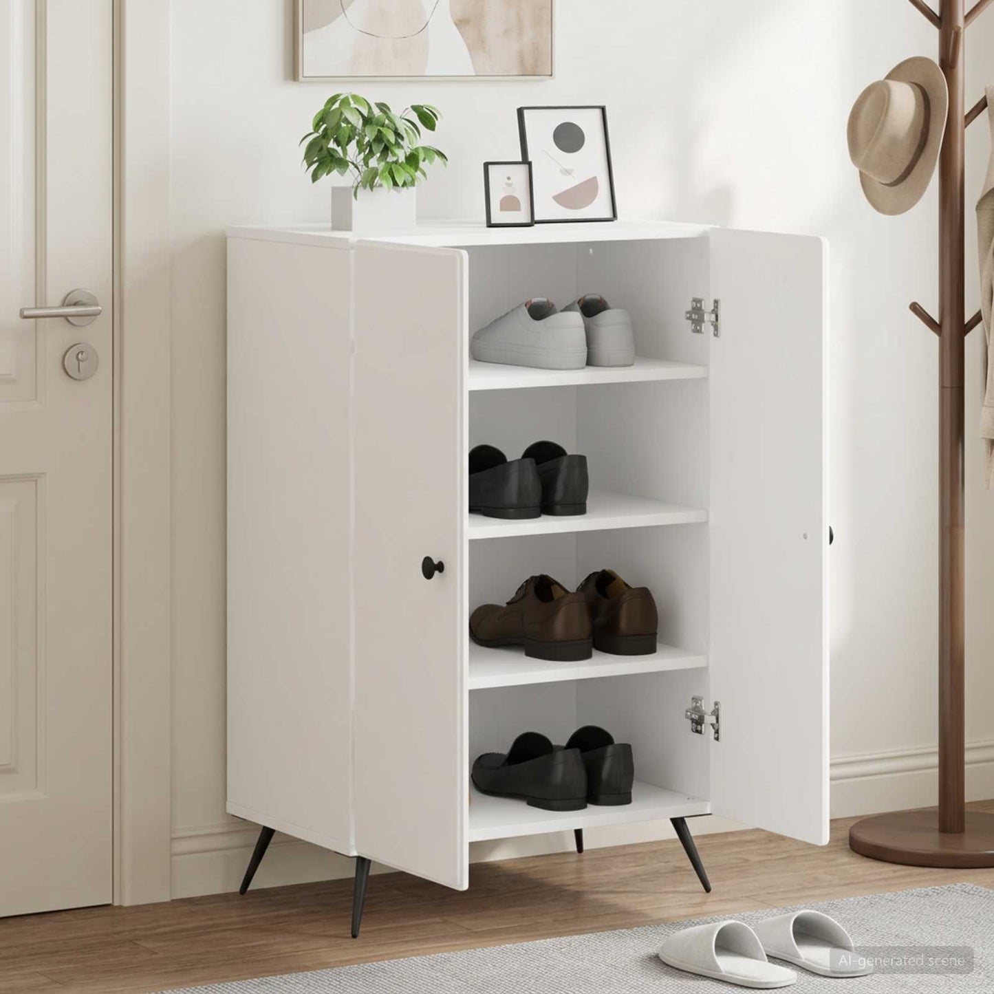 vidaXL Shoe Cabinet BREDA 59.5 x 39.5 x 90 cm Engineered Wood White