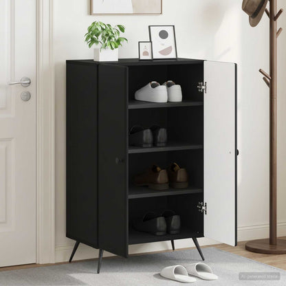 vidaXL Shoe Cabinet BREDA 59.5 x 39.5 x 90 cm Engineered Wood Black