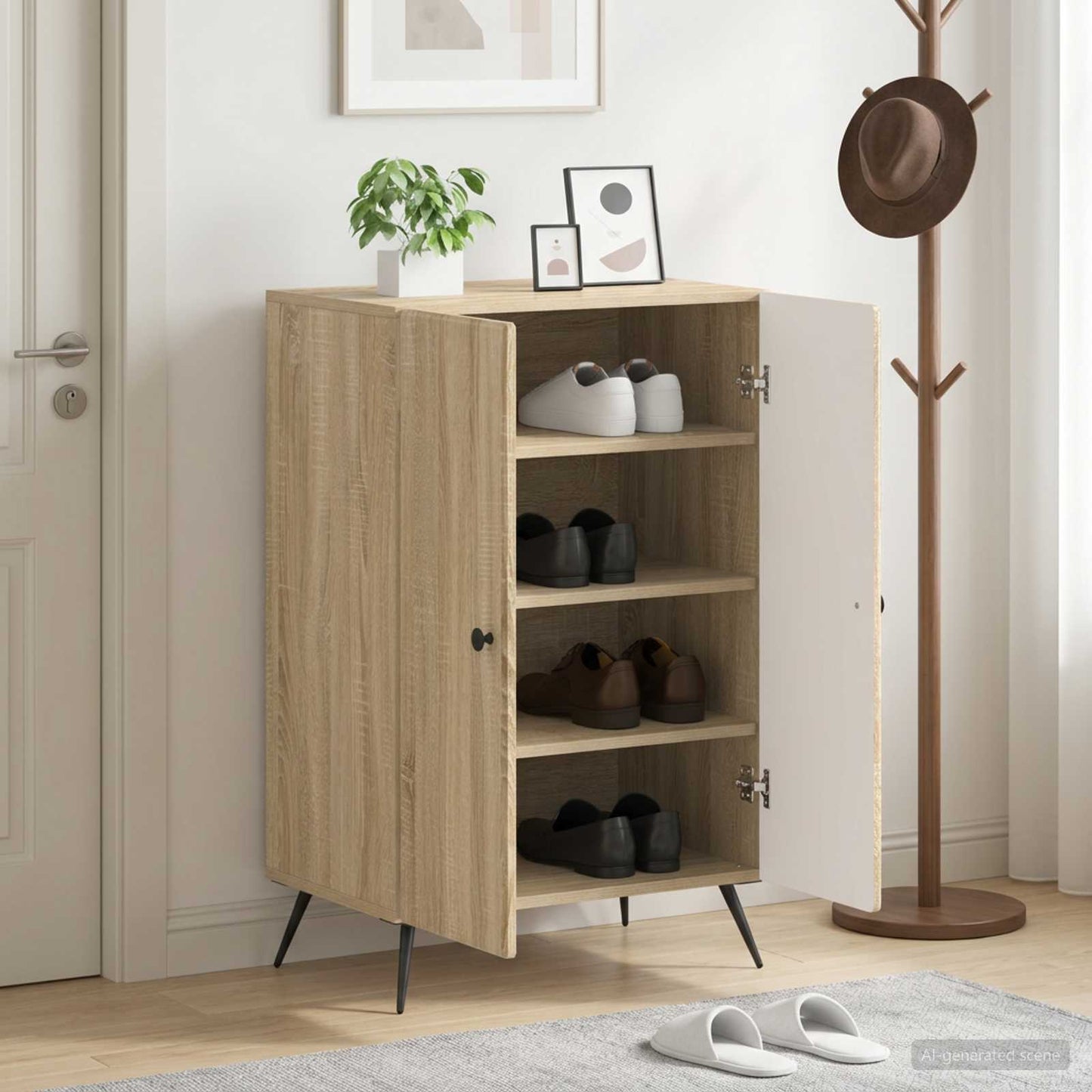 vidaXL Shoe Cabinet BREDA 59.5 x 39.5 x 90 cm Engineered Wood