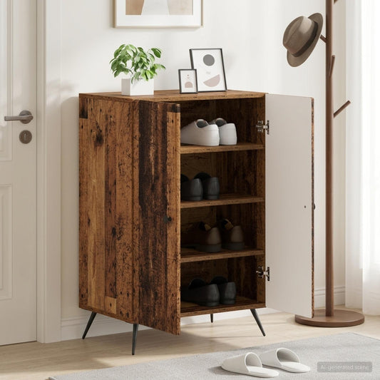 vidaXL Shoe Cabinet BREDA 59.5 x 39.5 x 90 cm Engineered Wood Old Wood
