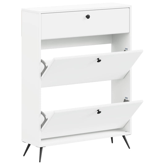 vidaXL Shoe Cabinet BREDA 78 x 24 x 103 cm Engineered Wood White