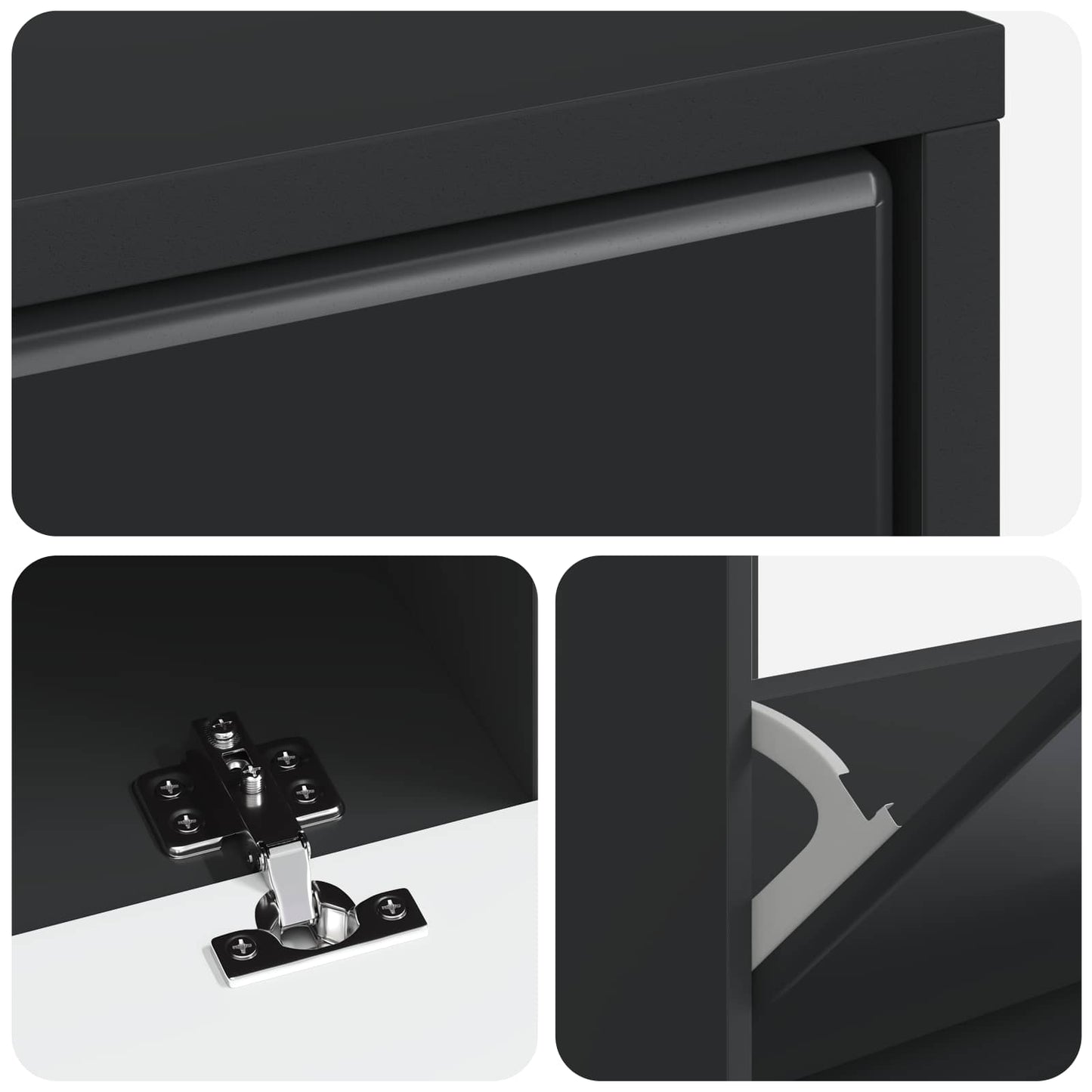 vidaXL Shoe Cabinet BREDA 78 x 24 x 103 cm Engineered Wood Black