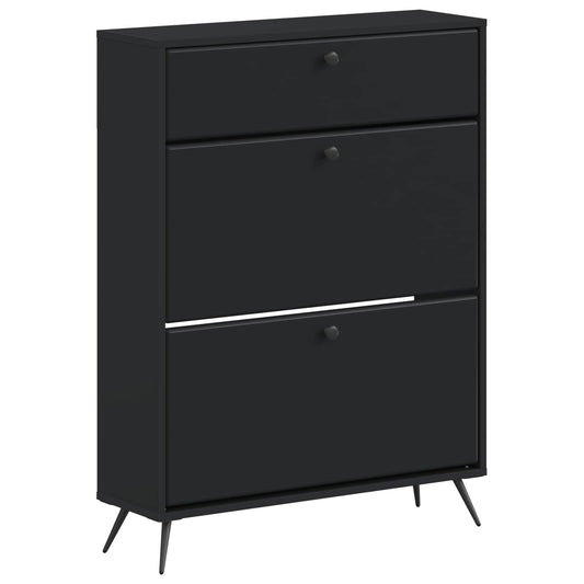 vidaXL Shoe Cabinet BREDA 78 x 24 x 103 cm Engineered Wood Black