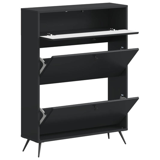 vidaXL Shoe Cabinet BREDA 78 x 24 x 103 cm Engineered Wood Black