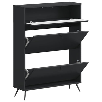 vidaXL Shoe Cabinet BREDA 78 x 24 x 103 cm Engineered Wood Black