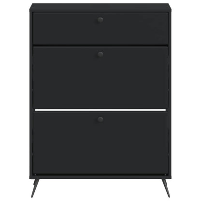 vidaXL Shoe Cabinet BREDA 78 x 24 x 103 cm Engineered Wood Black