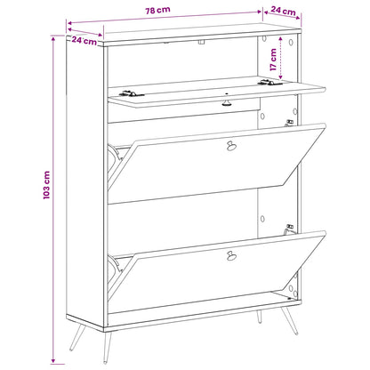 vidaXL Shoe Cabinet BREDA 78 x 24 x 103 cm Engineered Wood Black