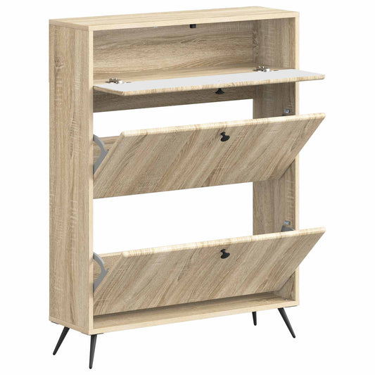 vidaXL Shoe Cabinet BREDA 78 x 24 x 103 cm Engineered Wood Sonoma Oak