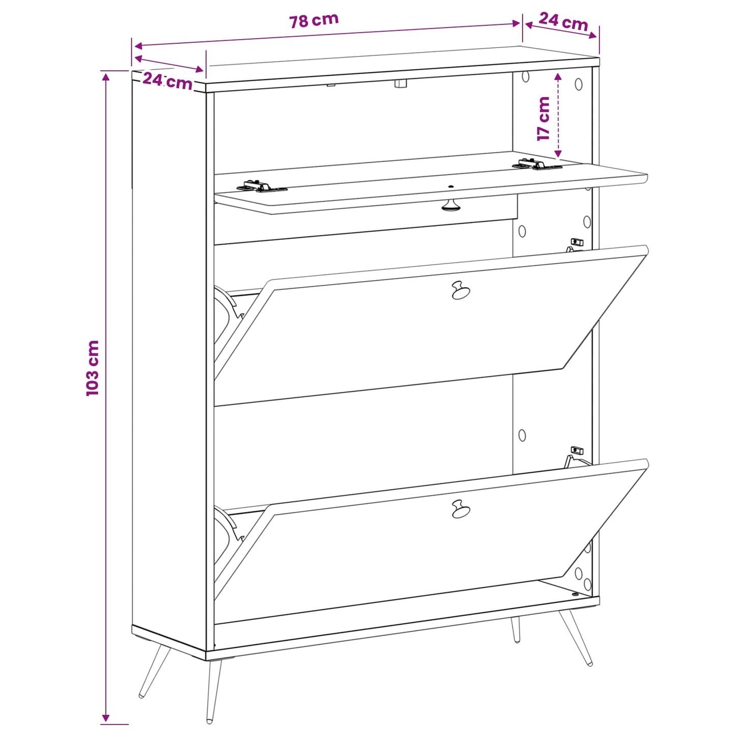 vidaXL Shoe Cabinet BREDA 78 x 24 x 103 cm Engineered Wood