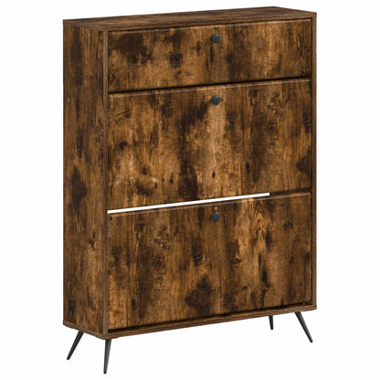 vidaXL Shoe Cabinet BREDA 78 x 24 x 103 cm Engineered Wood Smoked Oak