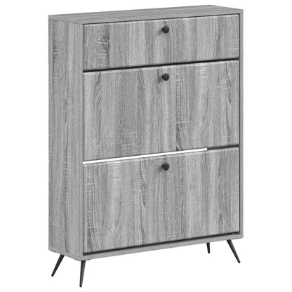 vidaXL Shoe Cabinet BREDA 78 x 24 x 103 cm Engineered Wood Grey Sonoma