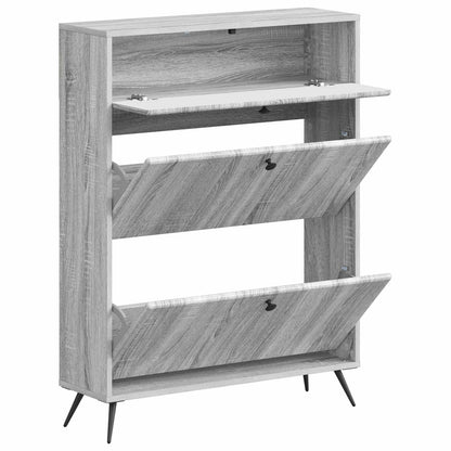 vidaXL Shoe Cabinet BREDA 78 x 24 x 103 cm Engineered Wood Grey Sonoma