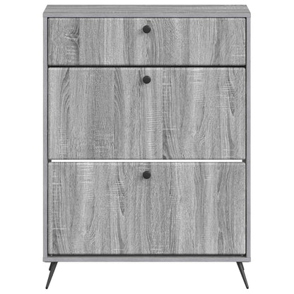 vidaXL Shoe Cabinet BREDA 78 x 24 x 103 cm Engineered Wood Grey Sonoma