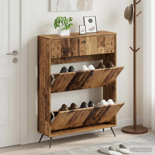 vidaXL Shoe Cabinet BREDA 78 x 24 x 103 cm Engineered Wood Old Wood