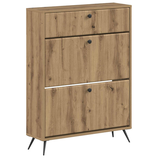 vidaXL Shoe Cabinet BREDA 78 x 24 x 103 cm Engineered Wood Artisan Oak