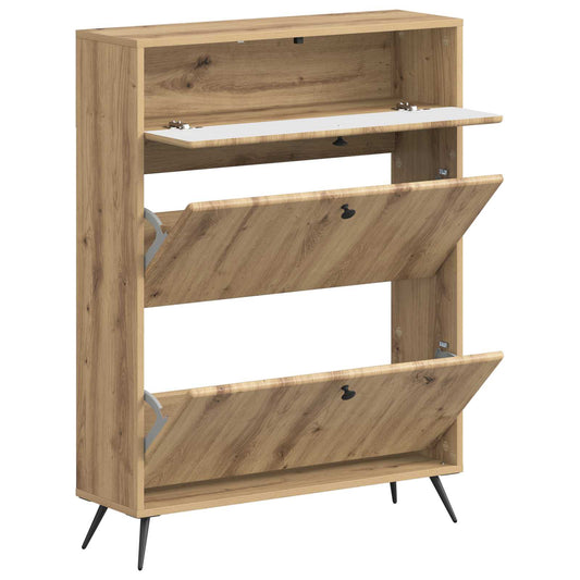 vidaXL Shoe Cabinet BREDA 78 x 24 x 103 cm Engineered Wood Artisan Oak