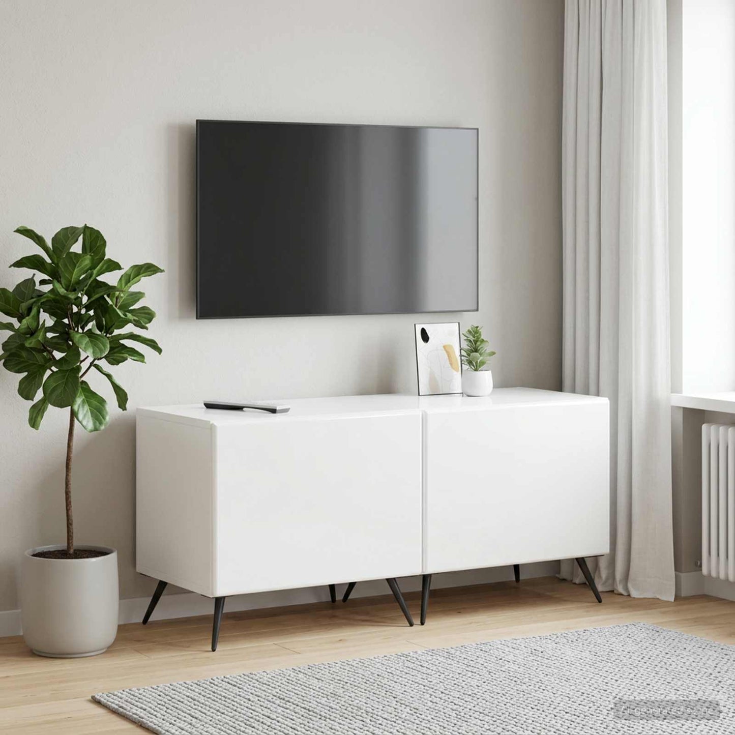 vidaXL TV Cabinet High Gloss White Engineered Wood