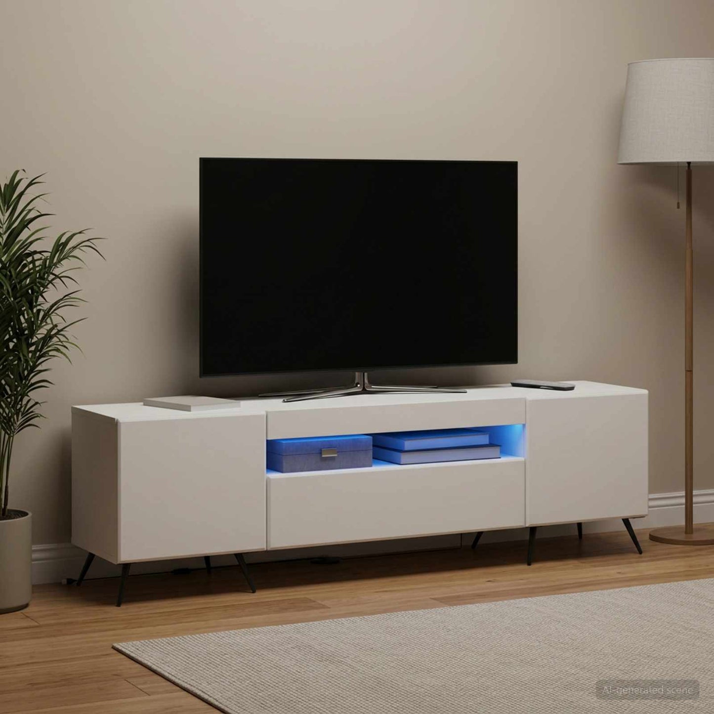 vidaXL LED TV Cabinet White Engineered Wood