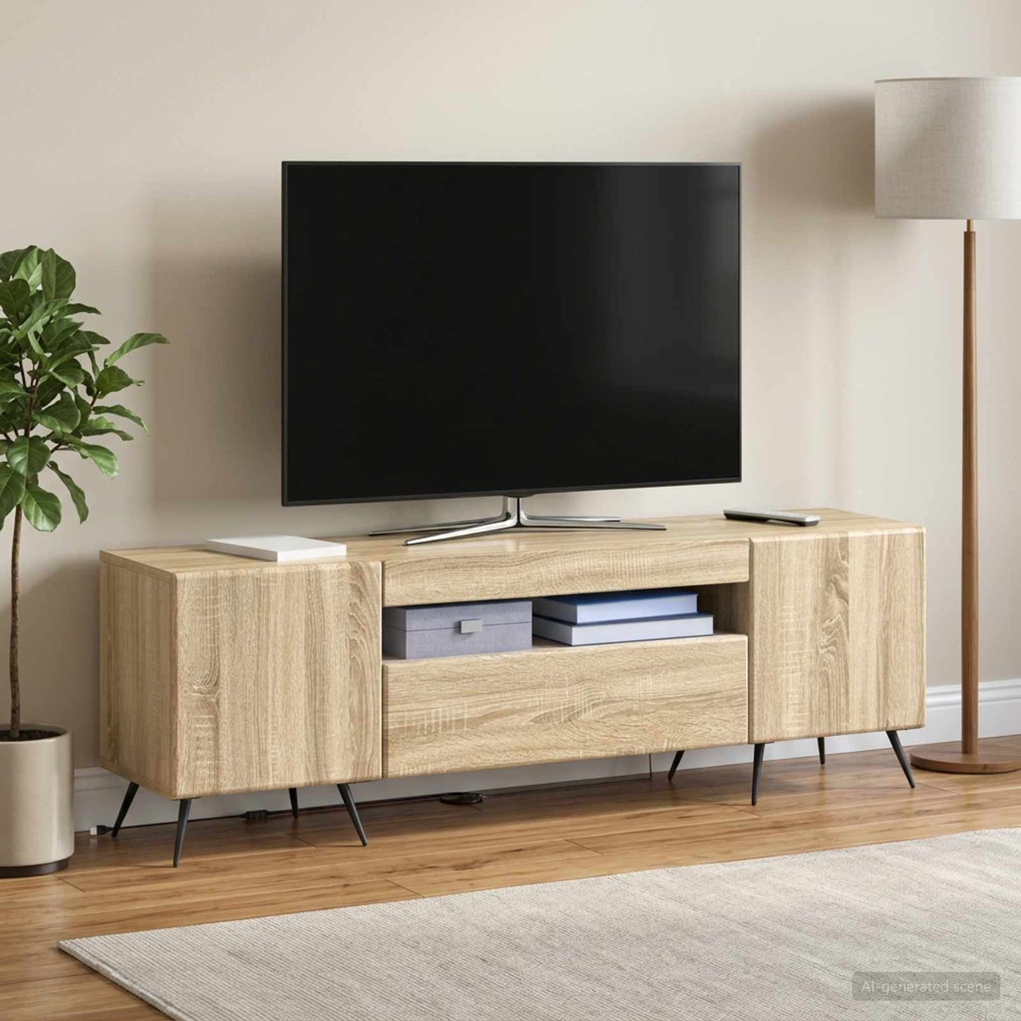 vidaXL LED TV Cabinet Sonoma Oak Engineered Wood