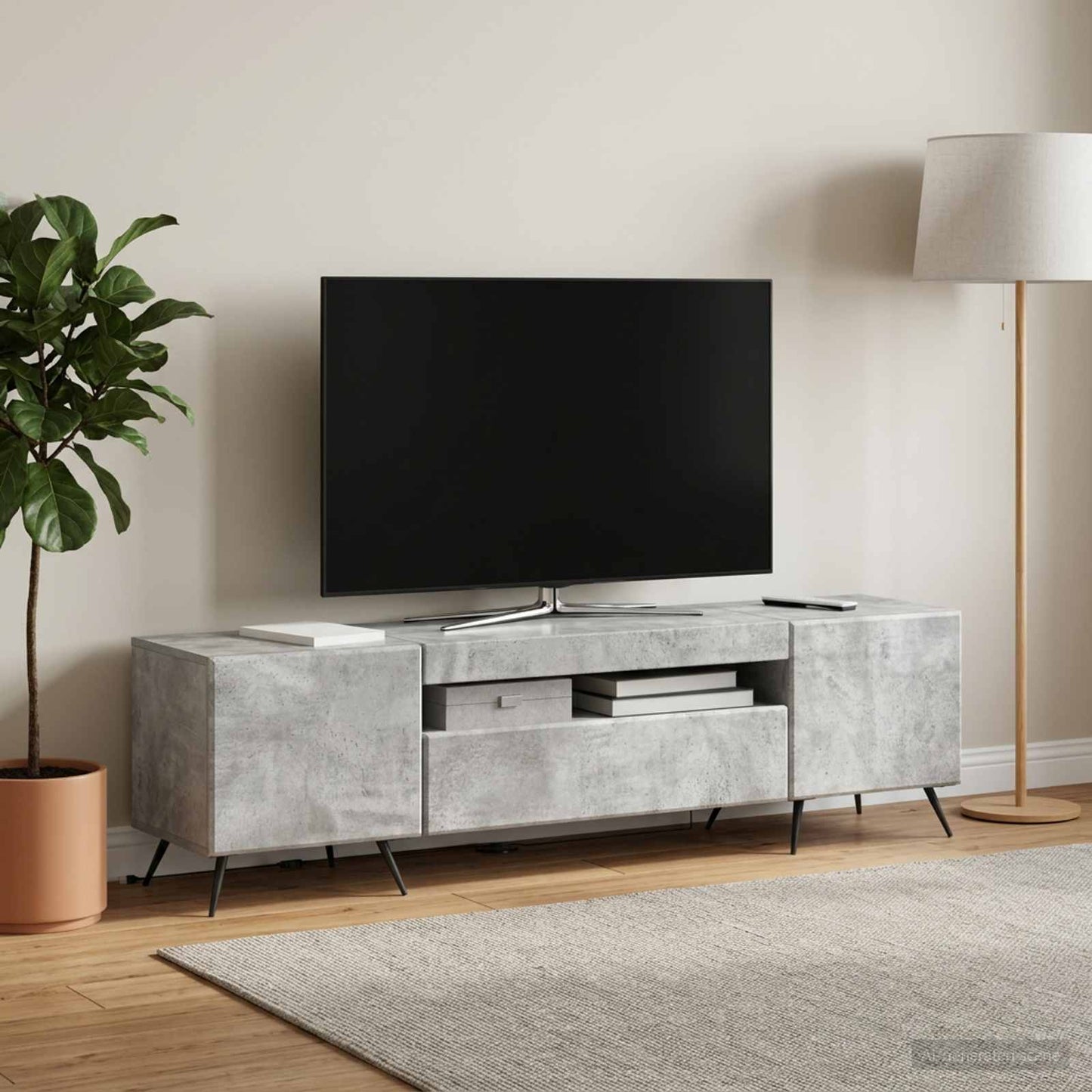 vidaXL LED TV Cabinet Concrete Grey Engineered Wood