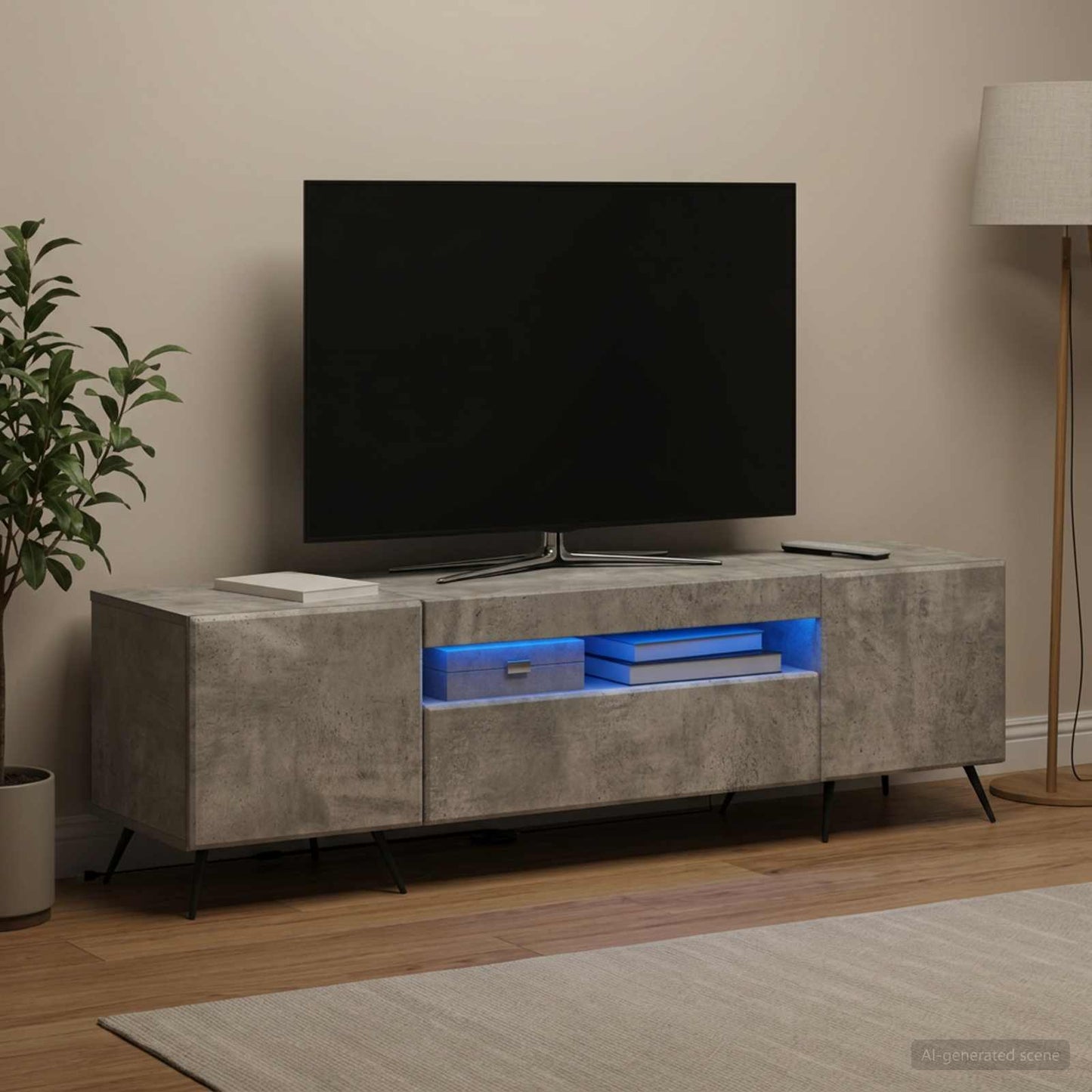 vidaXL LED TV Cabinet Concrete Grey Engineered Wood
