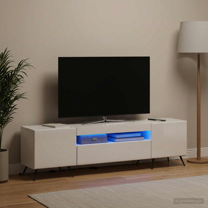 vidaXL LED TV Cabinet High Gloss White Engineered Wood