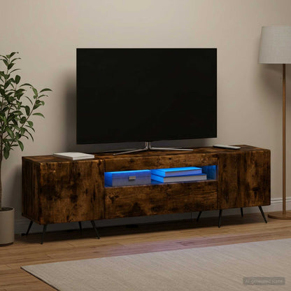 vidaXL LED TV Cabinet Smoked Oak Engineered Wood