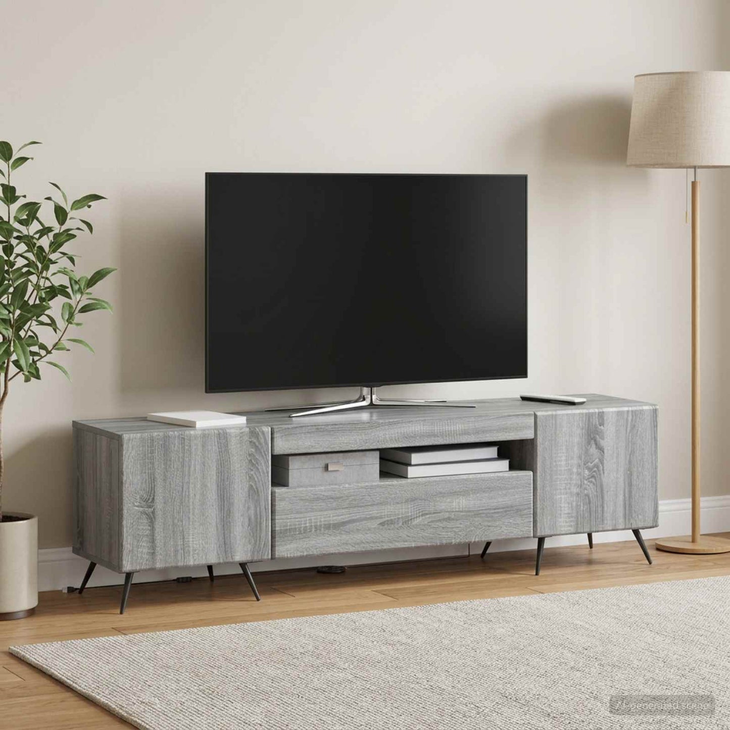 vidaXL LED TV Cabinet Grey Sonoma Engineered Wood