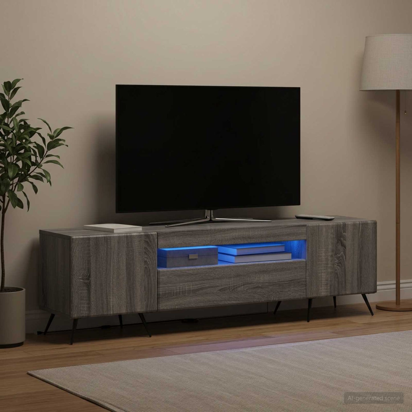 vidaXL LED TV Cabinet Grey Sonoma Engineered Wood