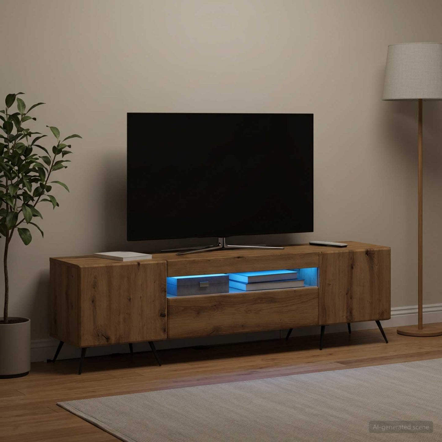 vidaXL LED TV Cabinet Artisan Oak Engineered Wood
