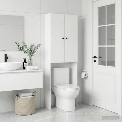 vidaXL Toilet Cabinet BREDA White 66 x 25.5 x 190 cm Engineered Wood
