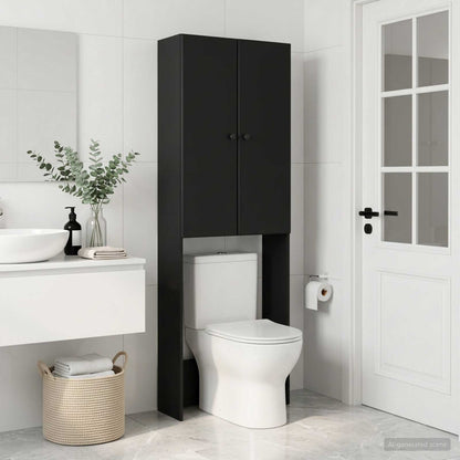 vidaXL Toilet Cabinet BREDA Black 66 x 25.5 x 190 cm Engineered Wood
