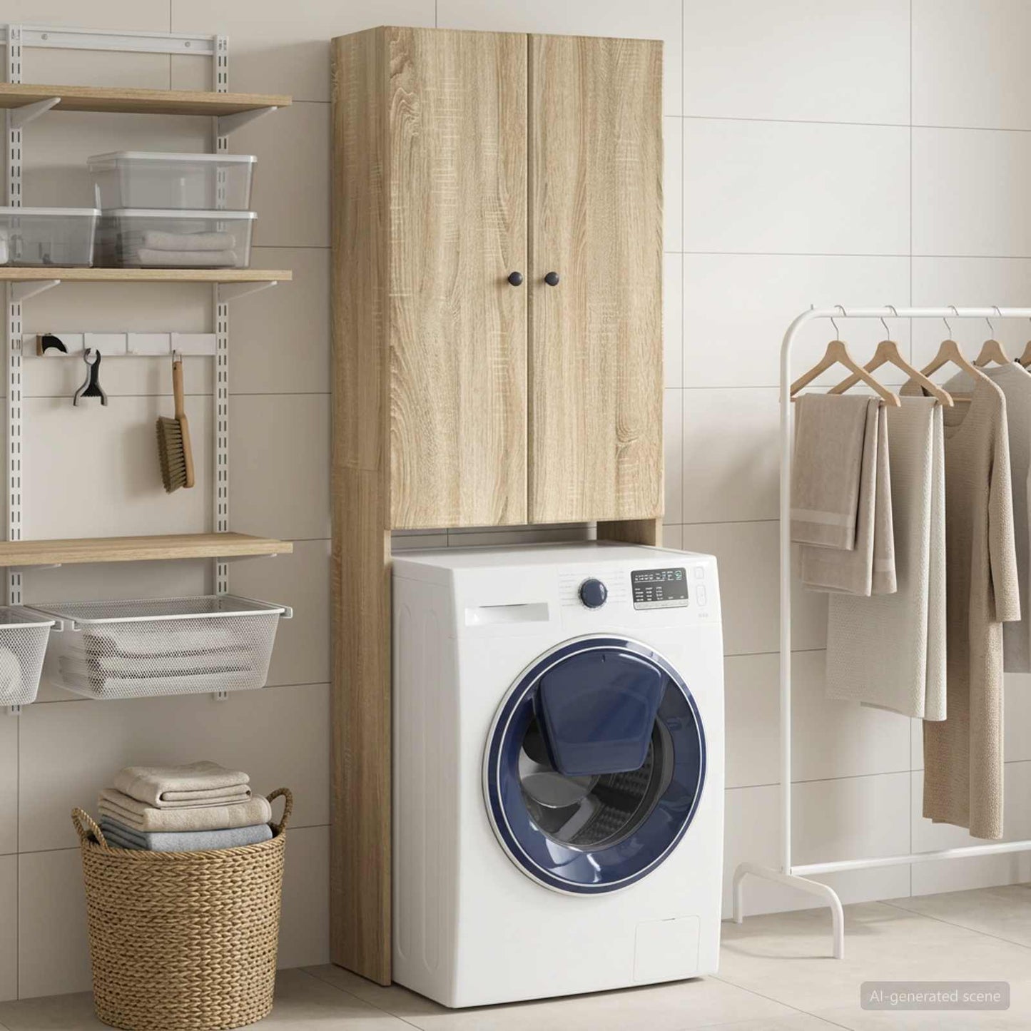 vidaXL Toilet Cabinet BREDA Sonoma Oak 66 x 25.5 x 190 cm