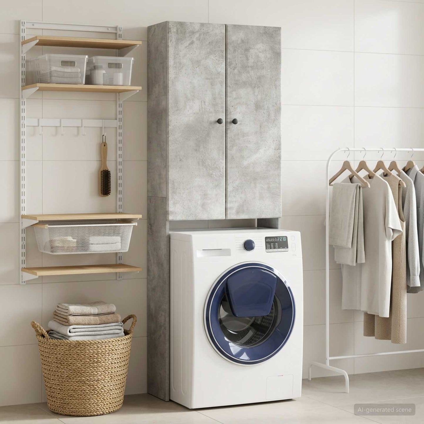 vidaXL Toilet Cabinet BREDA Concrete Grey 66 x 25.5 x 190 cm